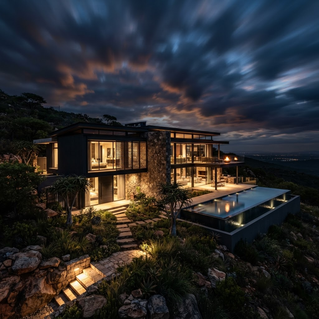 Luxury home at twilight